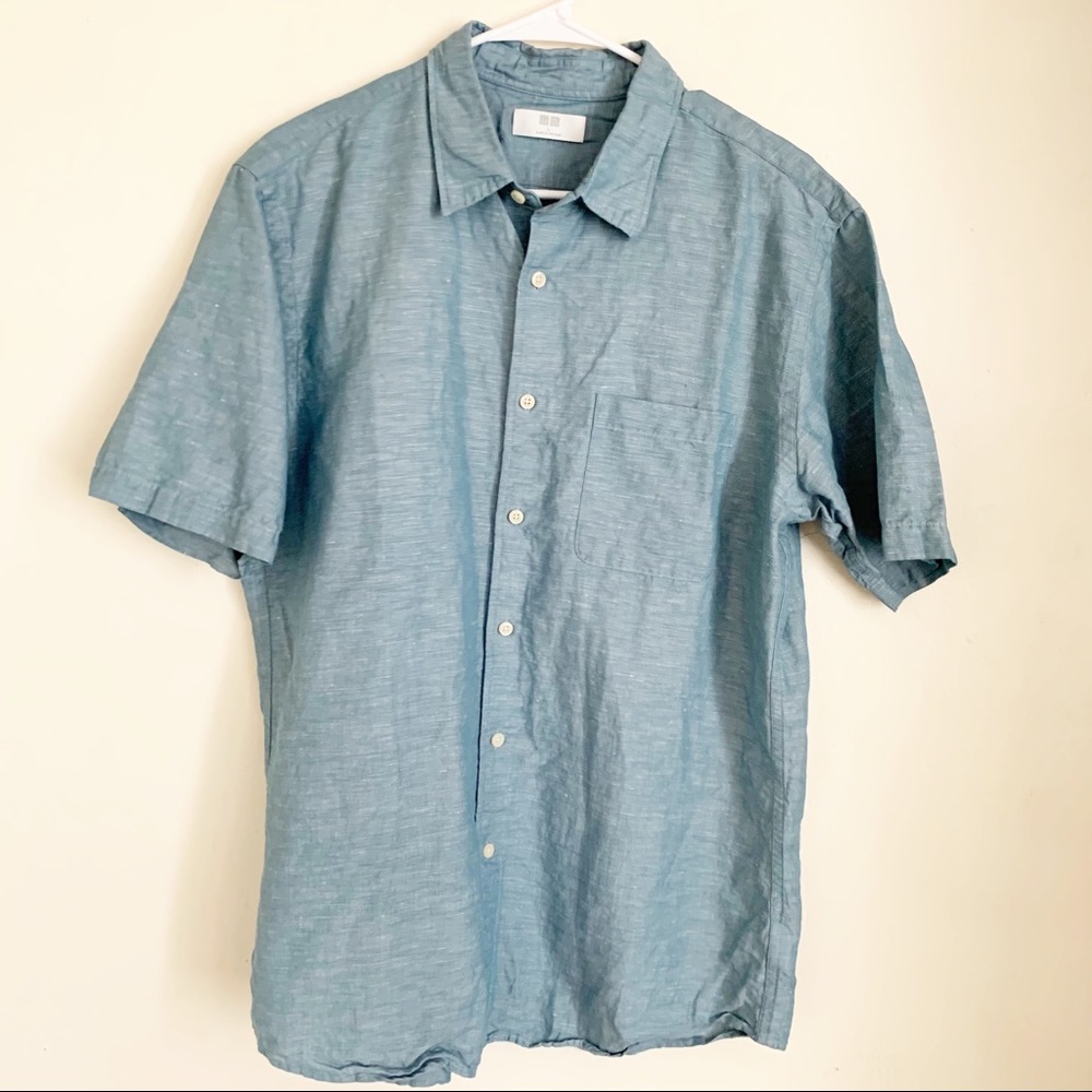 Uniqlo Linen Cotton Short Sleeve Button Down Shirt